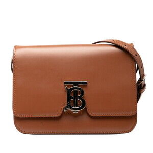 Burberry logo shoulder bag brown leather